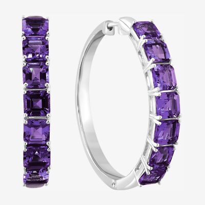 Effy Final Call Limited Quantities! Womens Genuine Purple Amethyst Sterling Silver 34.8mm Hoop Earrings