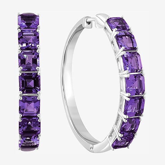 Effy Final Call Limited Quantities! Womens Genuine Purple Amethyst Sterling Silver 34.8mm Hoop Earrings