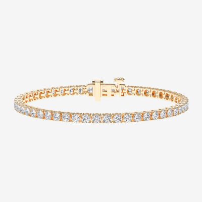 F / Vs2) Womens CT. T.W. Lab Grown White Diamond 14K Gold Over Silver / Inch Tennis Bracelet