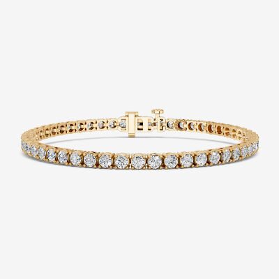 F / Vs2) Womens CT. T.W. Lab Grown White Diamond 14K Gold Over Silver / Inch Tennis Bracelet