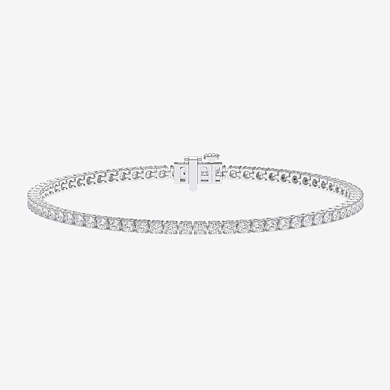 (F / Vs2) Womens 5 CT. T.W. Lab Grown White Diamond Sterling Silver 8 Inch Tennis Bracelet
