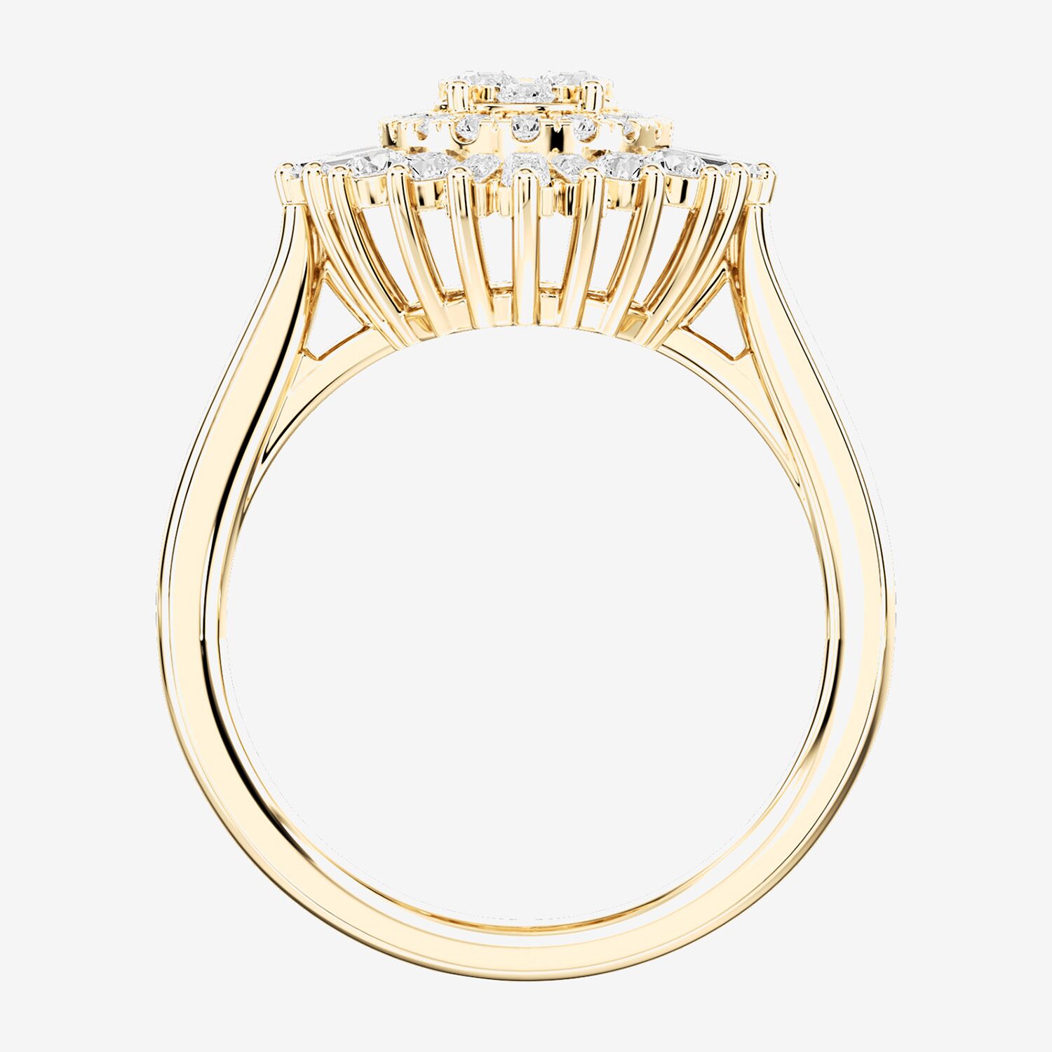 (F / Si2) Womens 1 CT. T.W. Lab Grown White Diamond 14K Gold Over Silver Halo Cocktail Ring