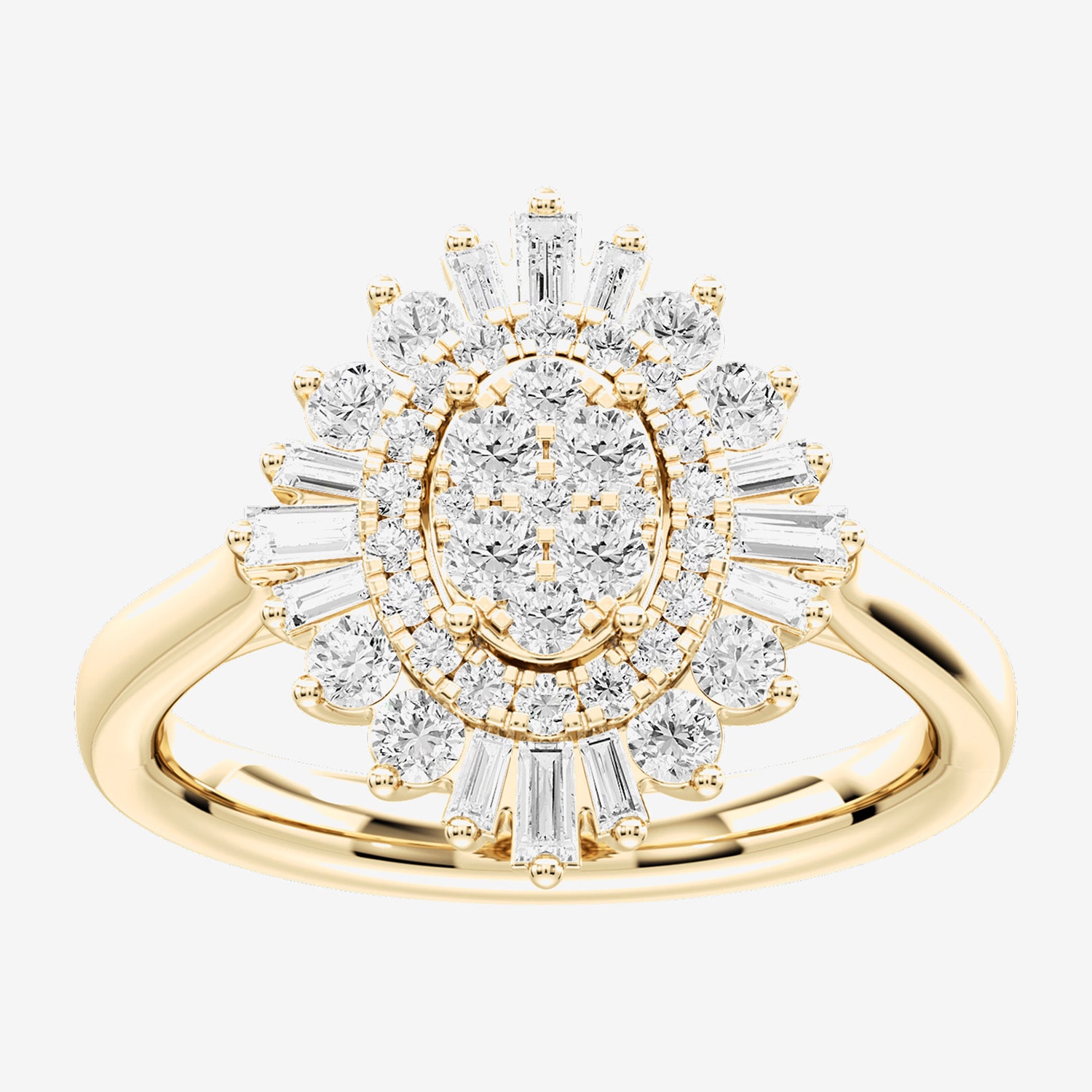 (F / Si2) Womens 1 CT. T.W. Lab Grown White Diamond 14K Gold Over Silver Halo Cocktail Ring