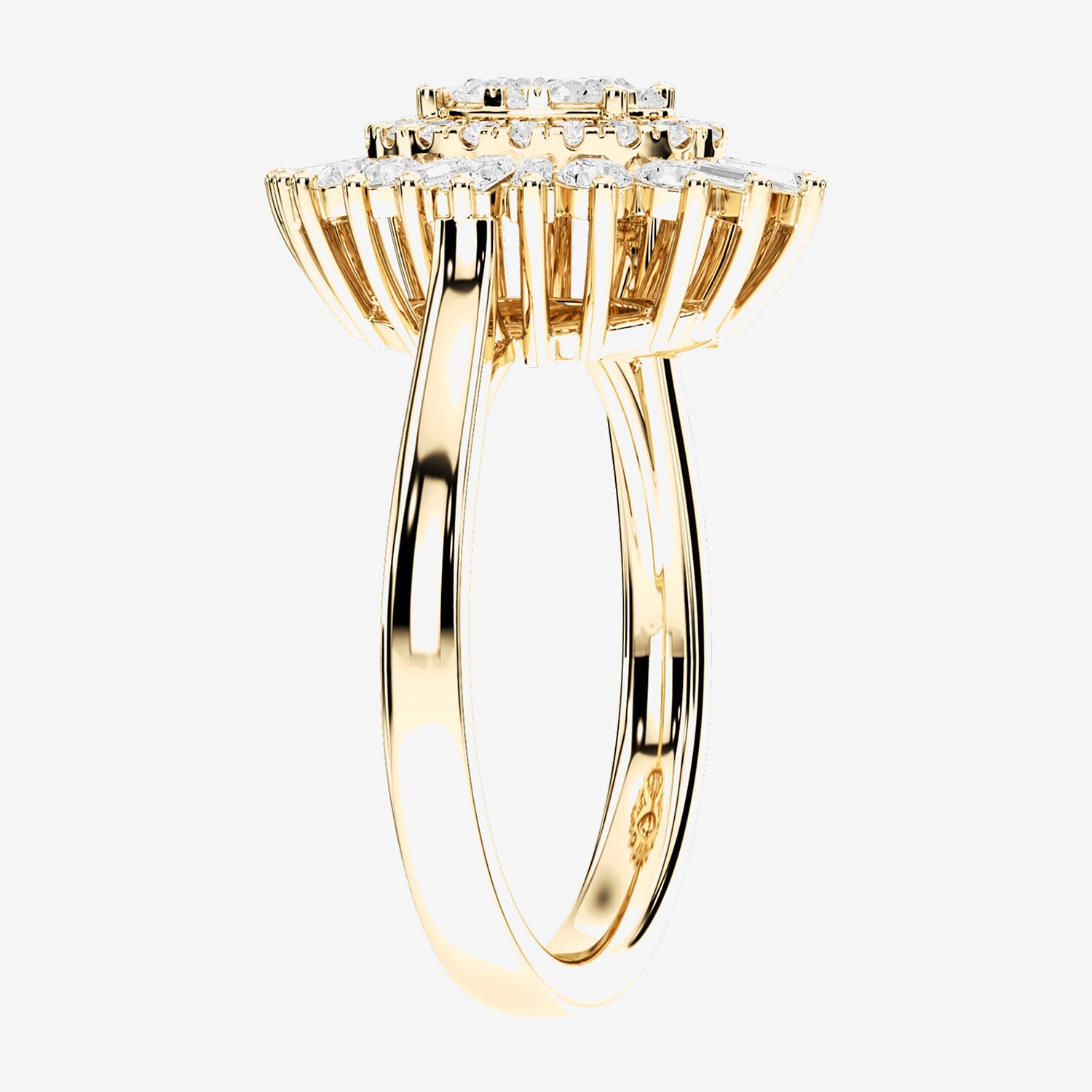 (F / Si2) Womens 1 CT. T.W. Lab Grown White Diamond 14K Gold Over Silver Halo Cocktail Ring