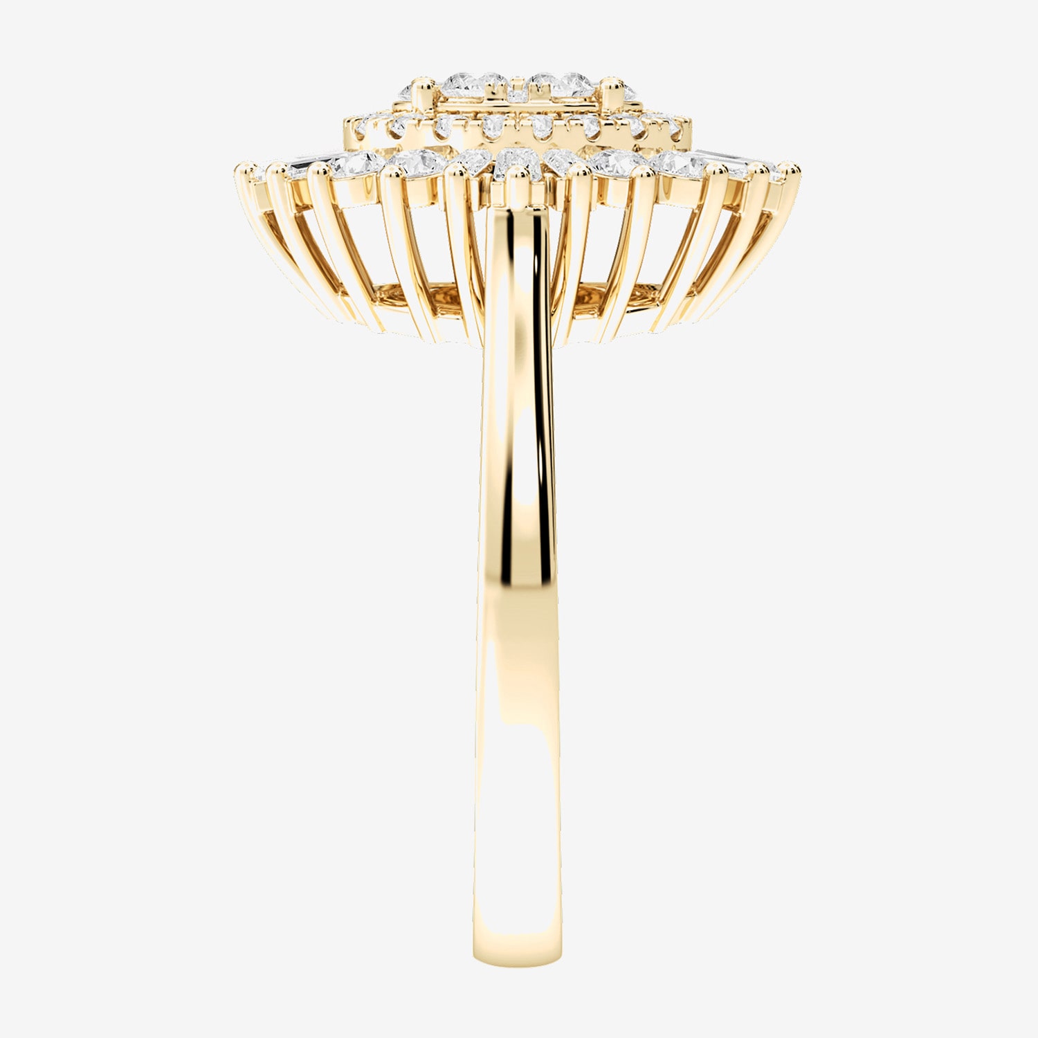 (F / Si2) Womens 1 CT. T.W. Lab Grown White Diamond 14K Gold Over Silver Halo Cocktail Ring