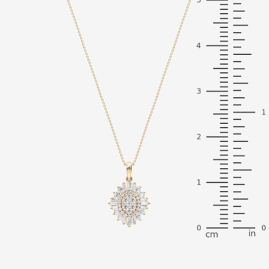 (F / Si2) Womens 1 CT. T.W. Lab Grown White Diamond 14K Gold Over Silver 18 Inch Pendant Necklace