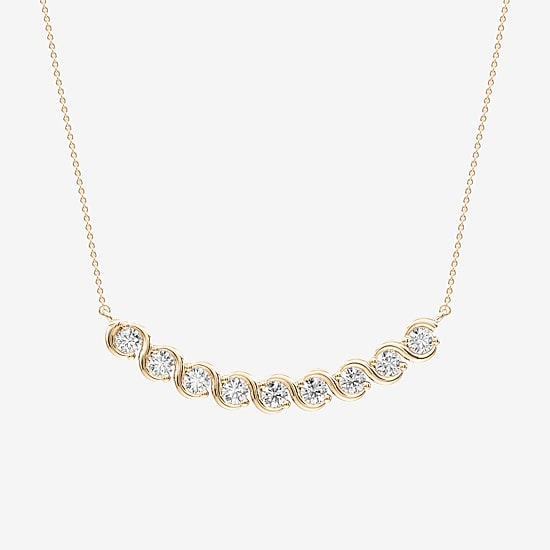 (F / Si2) Womens 1 CT. T.W. Lab Grown White Diamond 14K Gold Over Silver 18 Inch Pendant Necklace