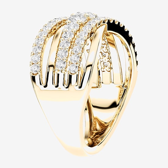 (F / Si2) Womens 3MM 1 CT. T.W. Lab Grown White Diamond 14K Gold Over Silver Band