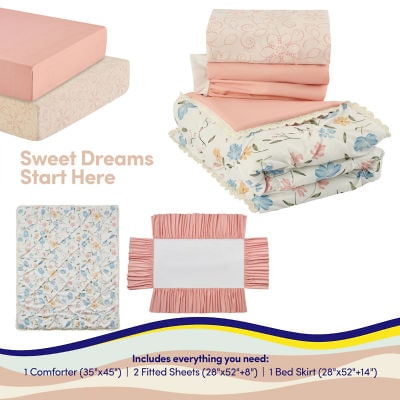 Sweet Home Collection Gardenia 4 Piece Floral Nursery Baby Crib Bedding Set