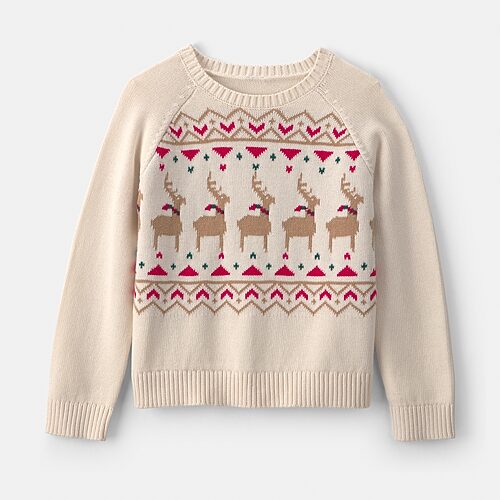 Carter's Little & Big Kid Girls Crew Neck Long Sleeve Pullover Sweater In White