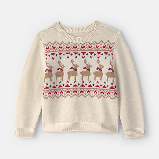Carter's Toddler Girls Holiday Crew Neck Long Sleeve Pullover Sweater
