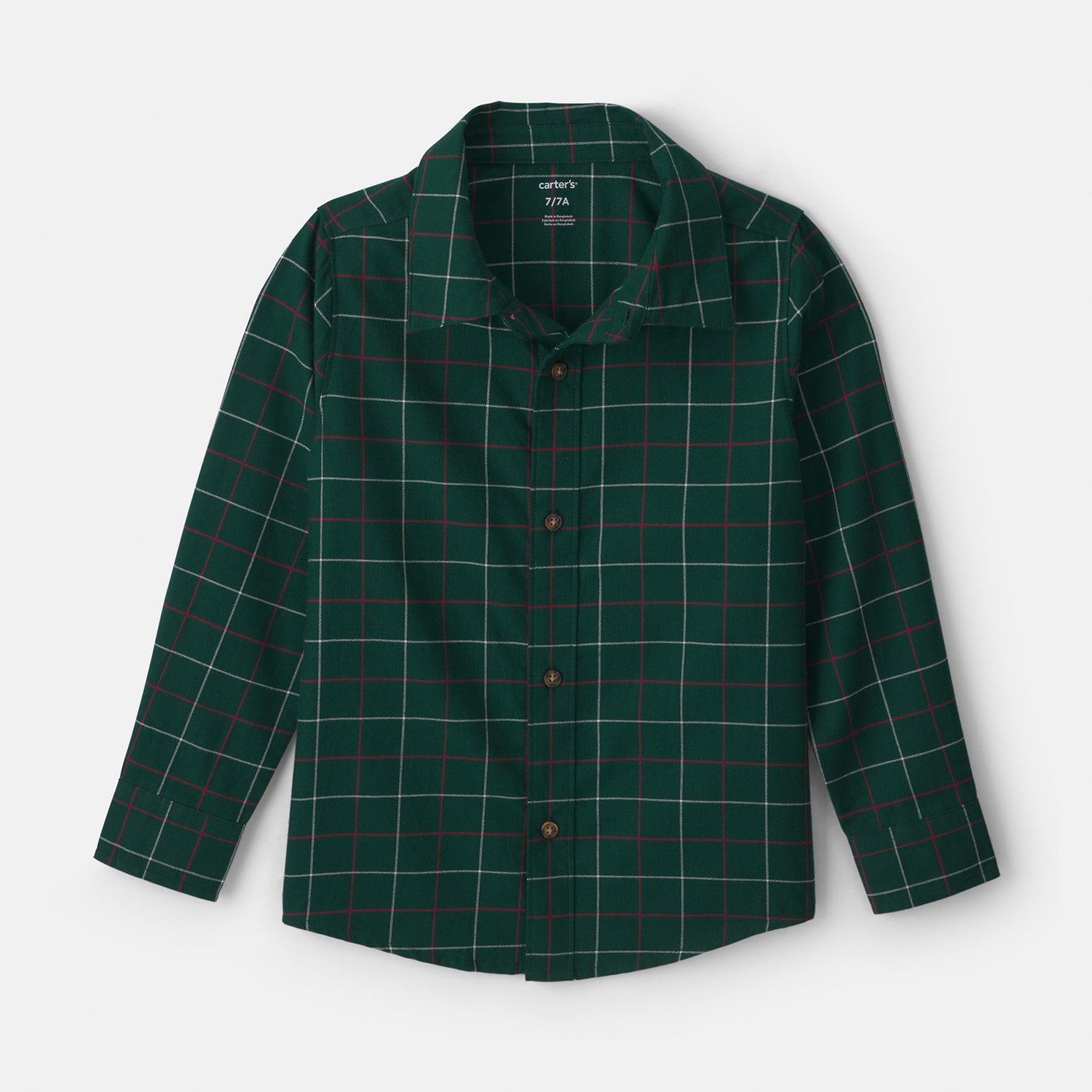 Carter's Little & Big Kid Boys Long Sleeve Cuffed Regular Fit Button-Down Shirt