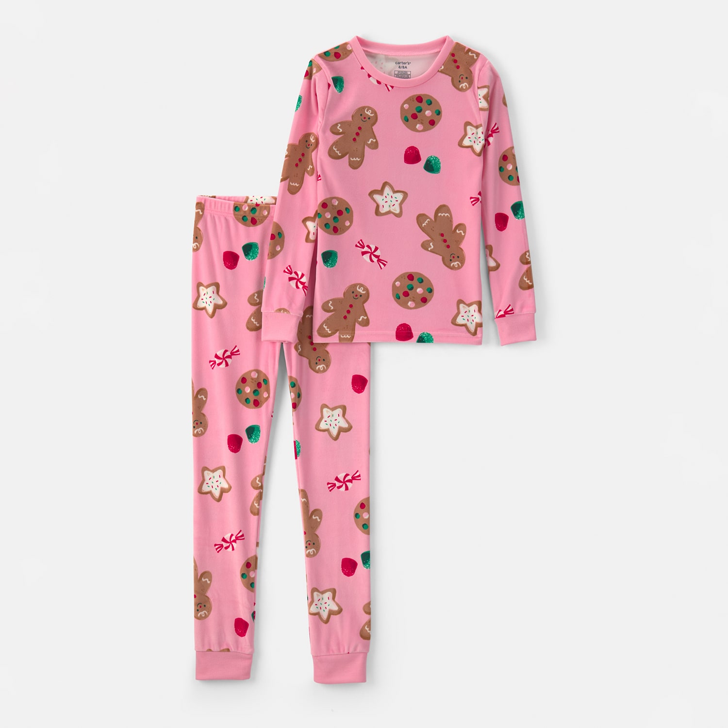 Carter's Little & Big Kid Girls Velour Crew Neck Long Sleeve 2-pc. Pajama Set