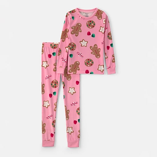 Carter's Family Matching Little & Big Kid Girls Velour Crew Neck Long Sleeve 2-pc. Pajama Set