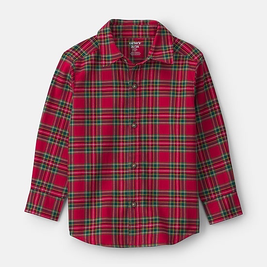 Carter's Toddler Boys Long Sleeve Cuffed Regular Fit Button-Down Shirt