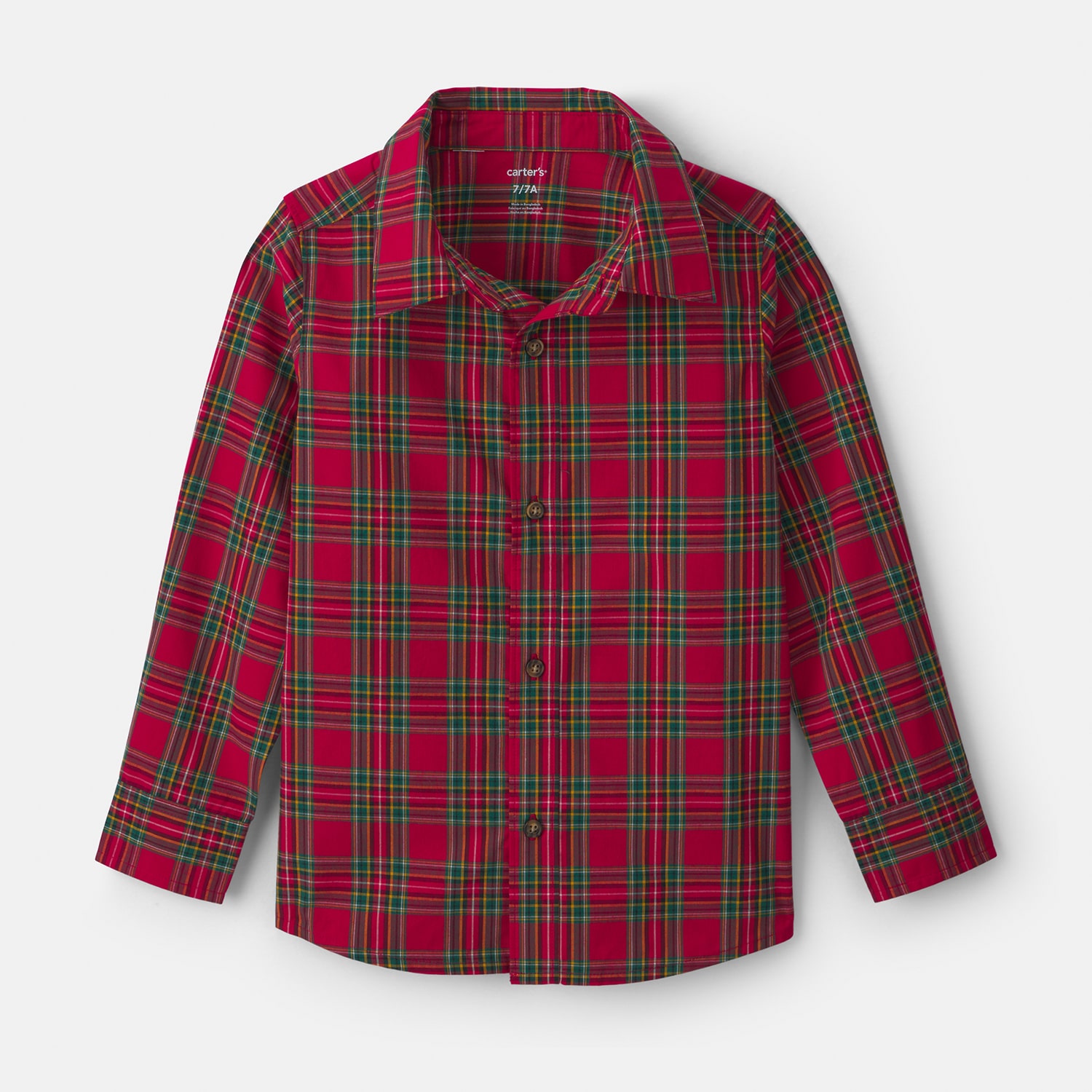 Carter's Little & Big Kid Boys Long Sleeve Cuffed Regular Fit Button-Down Shirt