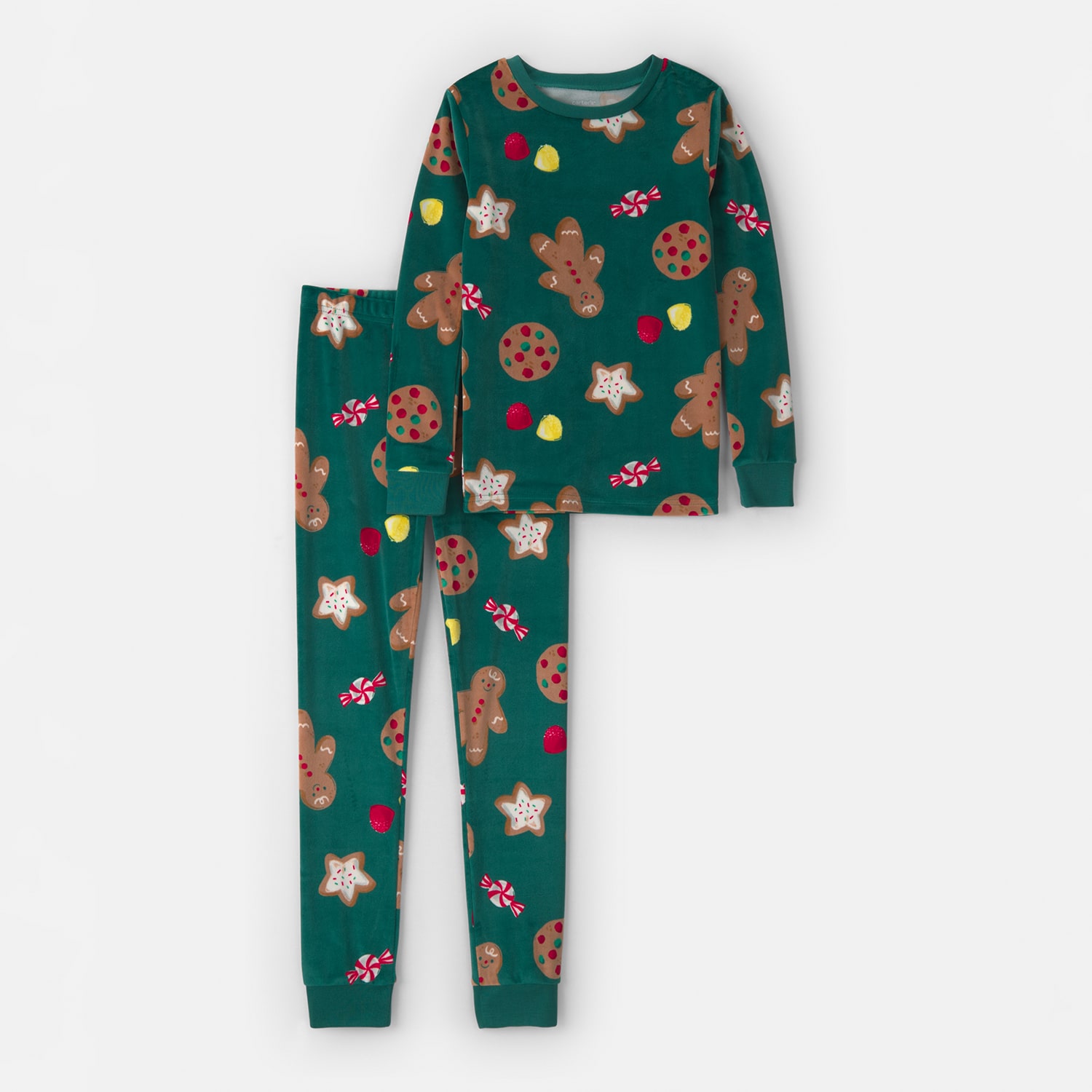 Carter's Little & Big Kid Unisex Velour Crew Neck Long Sleeve 2-pc. Pajama Set