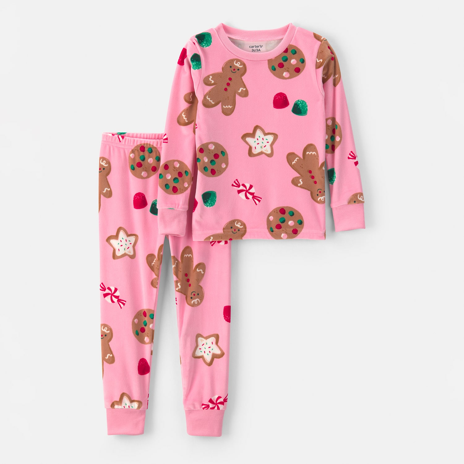 Carter's Family Matching Toddler Girls Velour Crew Neck Long Sleeve 2-pc. Pajama Set
