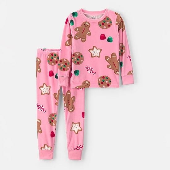Carter's Family Matching Toddler Girls Velour Crew Neck Long Sleeve 2-pc. Pajama Set