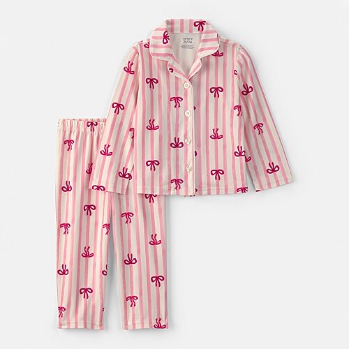 Carter's Babies' Toddler Girls V-neck Long Sleeve 2-pc. Pajama Set In Pink