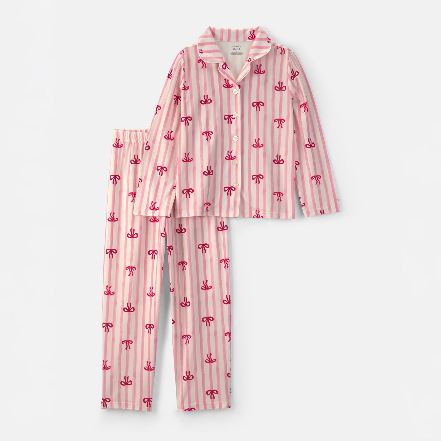 Carter's Little & Big Kid Girls V-Neck Long Sleeve 2-pc. Pajama Set