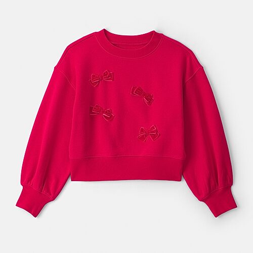 Carter's Little & Big Kid Girls Crew Neck Fleece Long Sleeve Sweatshirt In Red