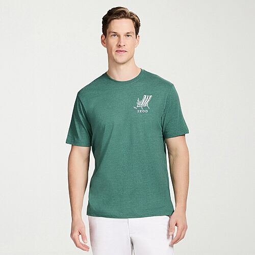 Izod Mens Short Sleeve Classic Fit Graphic T-shirt In Green