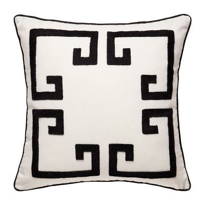 Dee Ocleppo Greek Key Embroidered Square Throw Pillow