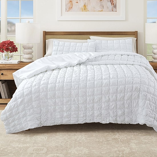 Linery Marshmallow Puff Easy Care Quilt Set
