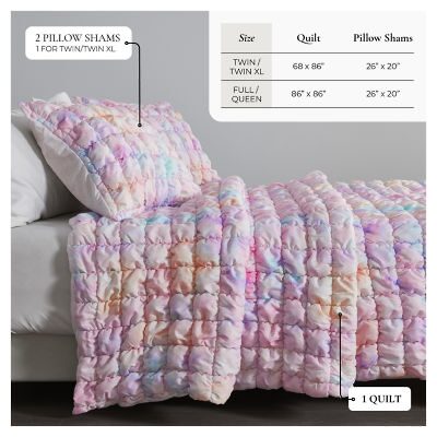 Linery Marshmallow Puff Easy Care Quilt Set