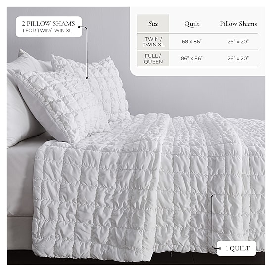 Linery Marshmallow Puff Easy Care Quilt Set
