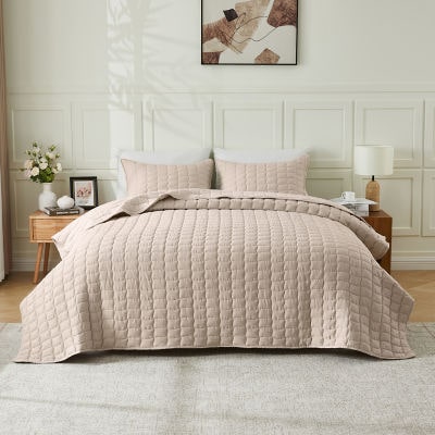 Linery Gauze Wave Stitched Easy Care Quilt Set
