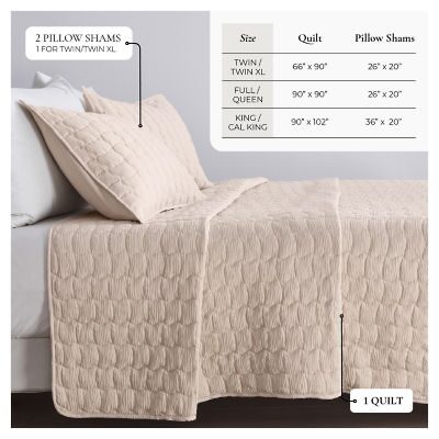 Linery Gauze Wave Stitched Easy Care Quilt Set