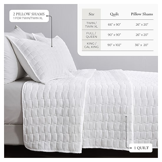 Linery Gauze Wave Stitched Easy Care Quilt Set