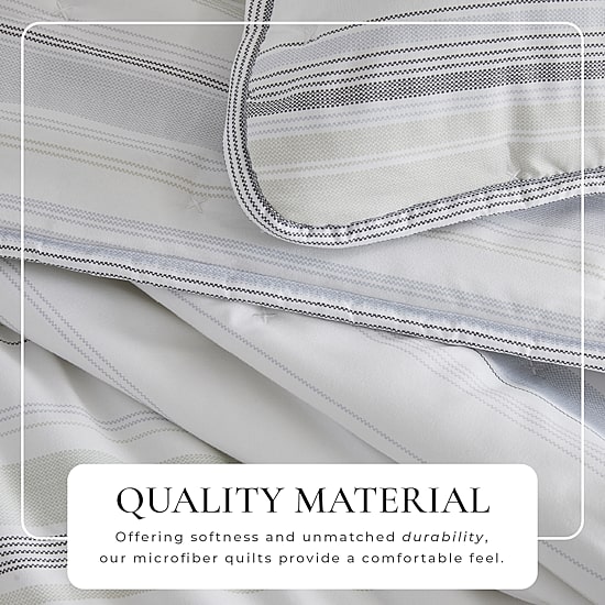 Linery Solid Dot-Stitched Easy Care Quilt Set