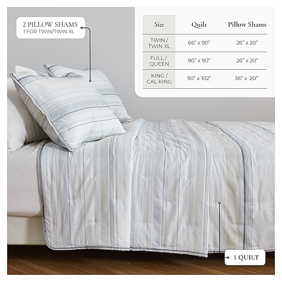 Linery Solid Dot-Stitched Easy Care Quilt Set