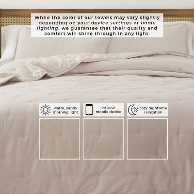 Linery Solid Dot-Stitched Easy Care Quilt Set