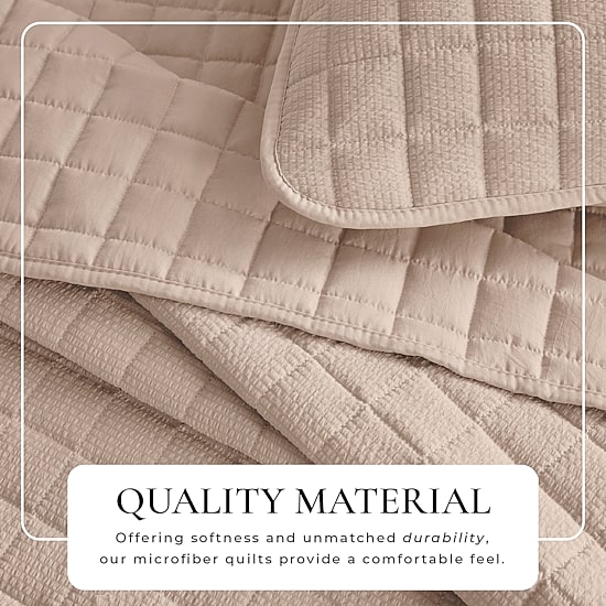 Linery Seersucker Box-Stitched Easy Care Quilt Set
