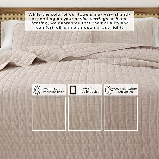 Linery Seersucker Box-Stitched Easy Care Quilt Set