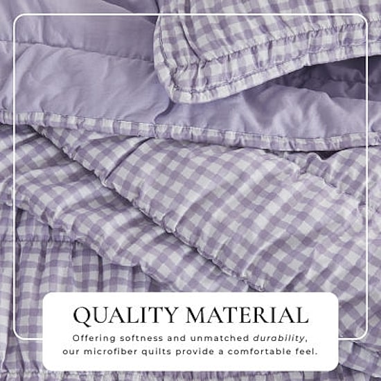 Linery Gingham Printed Easy Care Quilt Set