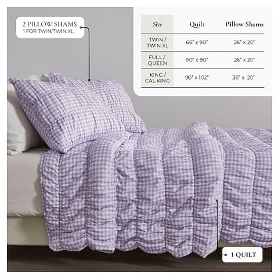 Linery Gingham Printed Easy Care Quilt Set