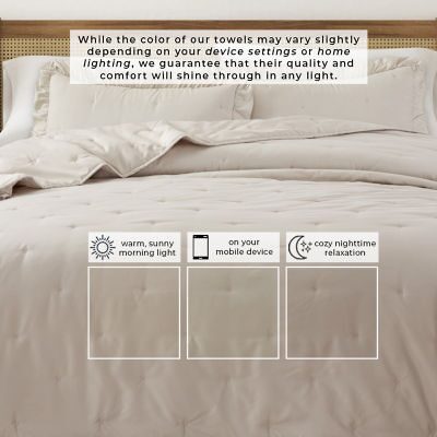 Linery Dot-Stitched Ruffled Easy Care Quilt Set
