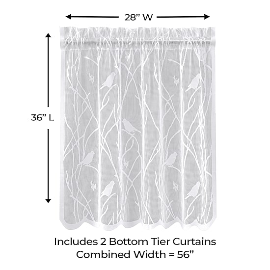 Sweet Home Collection Songbird 2-pc. Rod Pocket Window Tier