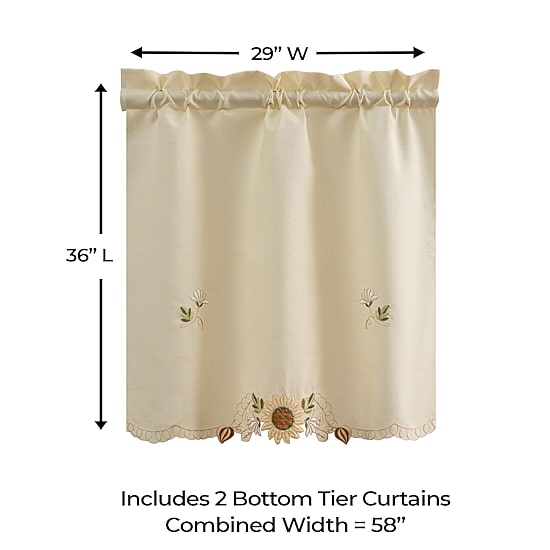 Sweet Home Collection Sunflower 2-pc. Rod Pocket Window Tier