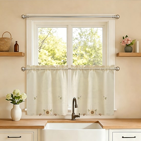 Sweet Home Collection Sunflower 2-pc. Rod Pocket Window Tier
