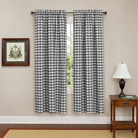 Sweet Home Collection Buffalo Rod Pocket Light-Filtering Curtain Panel