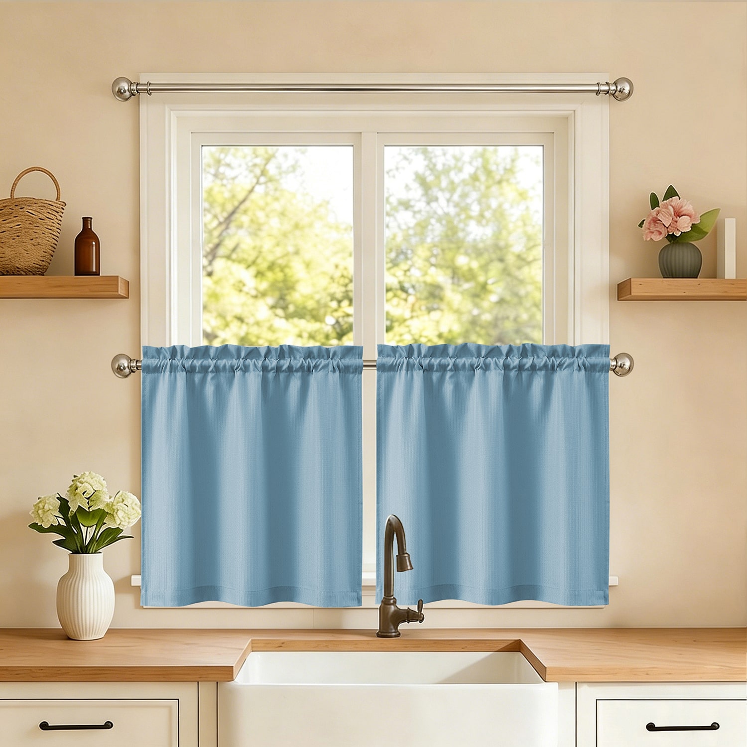Sweet Home Collection Ripcord 2-pc. Rod Pocket Window Tier