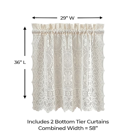 Sweet Home Collection Hopewell Old World Style Floral Lace 2-pc. Rod Pocket Window Tier