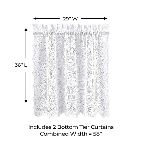 Sweet Home Collection Hopewell Old World Style Floral Lace 2-pc. Rod Pocket Window Tier