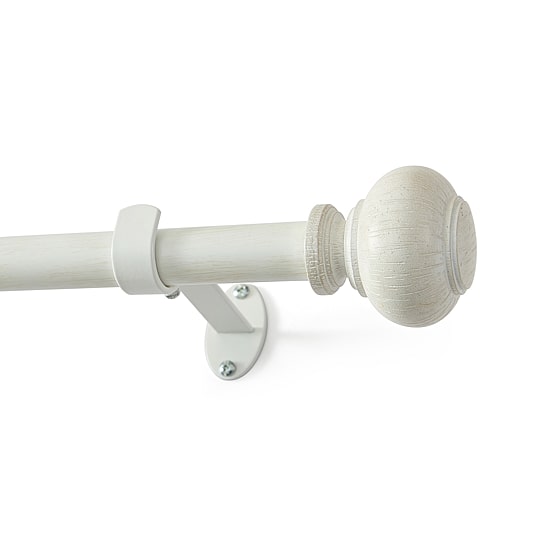 Rhinebeck 1-Inch Adjustable Single Curtain Rod with Faux Wood Ball Finials